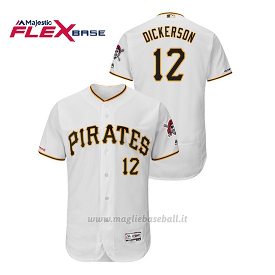 Maglia Baseball Uomo Pittsburgh Pirates Corey Dickerson 150th Aniversario Patch Flex Base Bianco